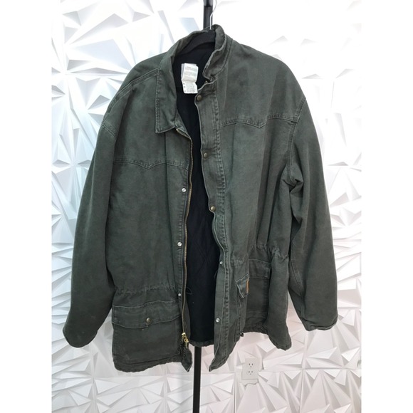 Carhartt Other - Vtg Carhartt Mens Green Canvas Work Jacket 2XLT 100% Cotton C46MOS Zip Front  W
